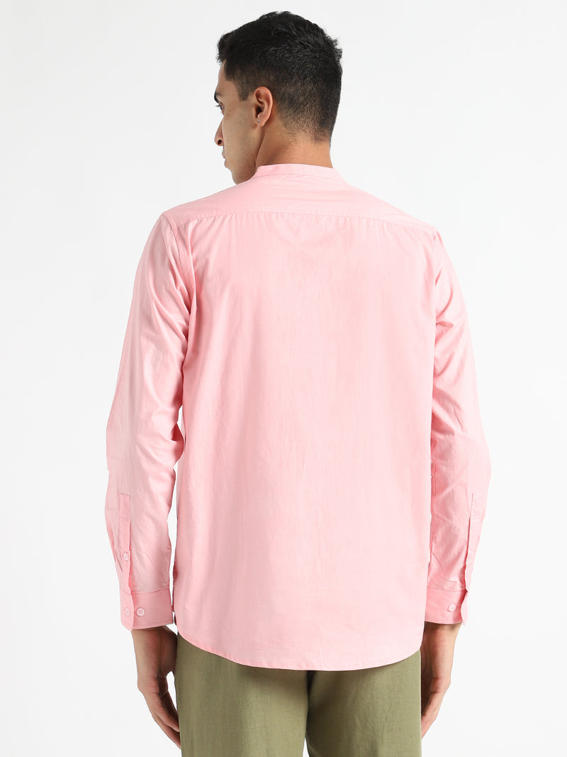 Livbio Organic Cotton & Naturally Dyed Mens Round Neck Pink Shirt