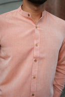 Earthy Route Rust Orange · Mandarin Collar Shirt