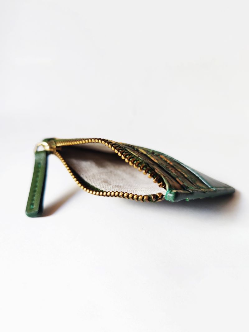 Green Hermitage Iris- Cactus leather & cork Card Holder (Green)