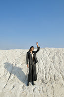 The Loom Art Black Spade Co-ord (Set of 3) Handwoven Satin Silk Co-ord