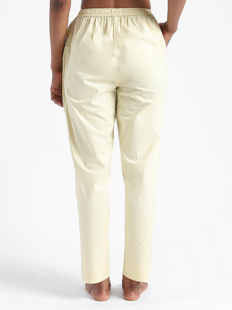 Livbio Organic Cotton & Natural Dyed Womens Lemon Yellow Color Slim Fit Pants