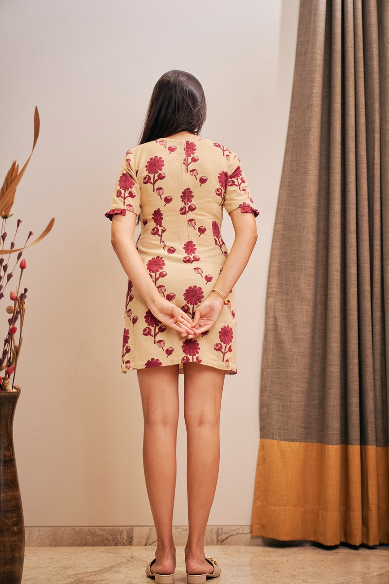 The Conscious Closet Block Printed Soulful Pod Short Dress