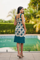 The Conscious Closet Blue Slate Wave Soul Long Detachable Dress