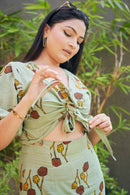 The Conscious Closet  Block Printed Lotus Stem Detachable Dress