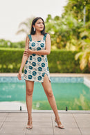 The Conscious Closet Blue Slate Wave Soul Short Dress