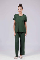 Carbontree Women Pine Green Bamboo Lounge Pant