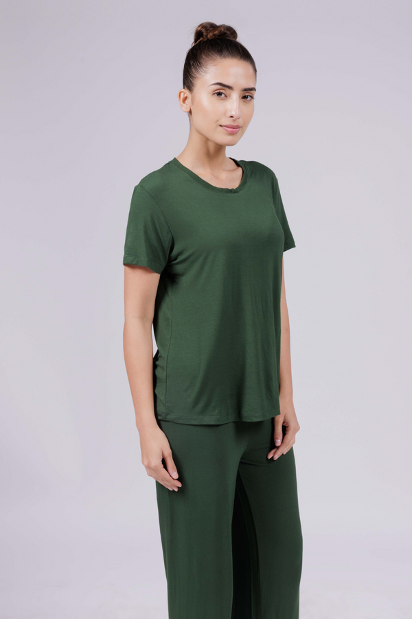 Carbontree Women Pine Green Bamboo Tee