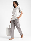 Livbio Organic Cotton & Natural Dyed Womens Iron Grey Color Slim Fit Pants