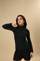 Carbontree Bamboo Women Carbon Black Quarter Zip Top