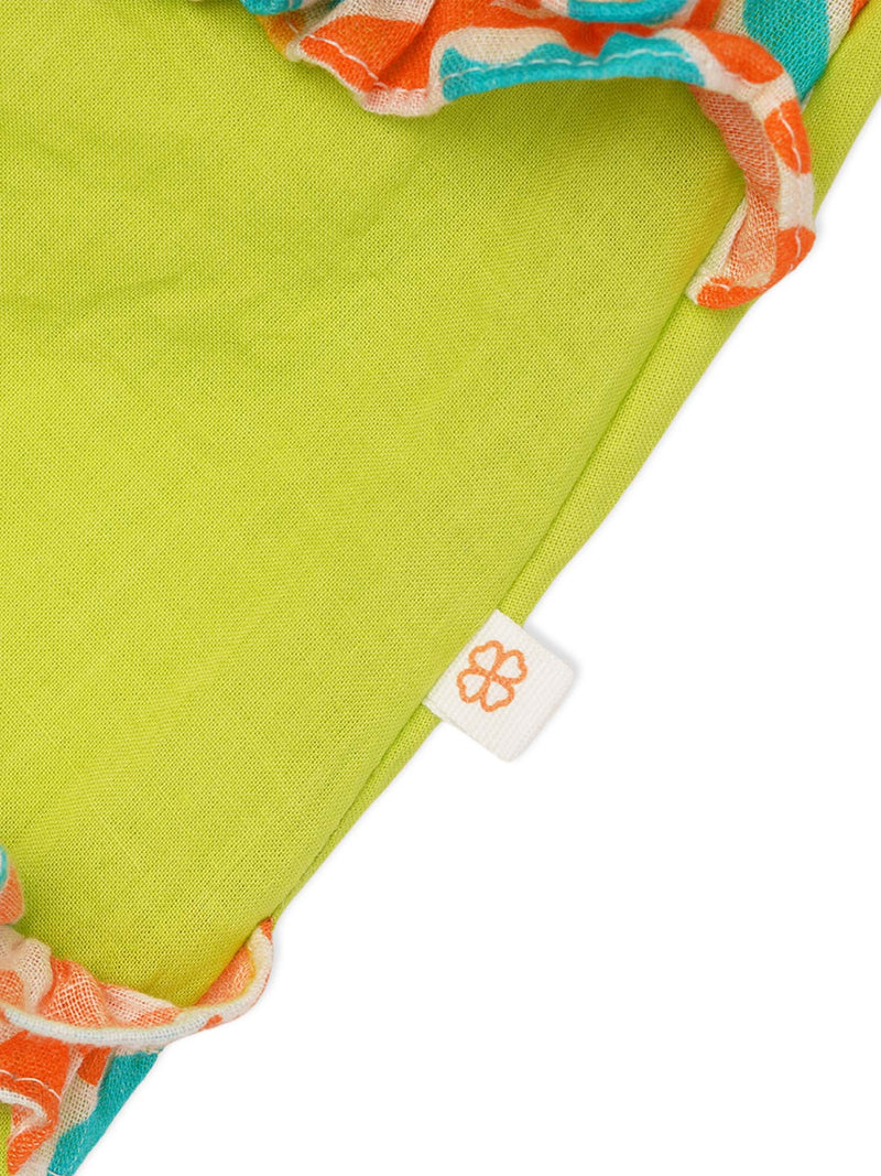 Greendigo Organic Cotton Pack of 1 Frock for Newborn Baby Girls - Green