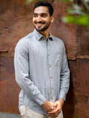 Earthy Route Tencel™ Lyocell Linen Full Sleeve Shirt in Slate Grey