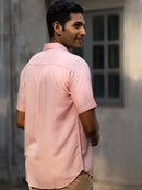 Earthy Route Tencel™ Lyocell Linen Half Sleeve Shirt in Charm Pink