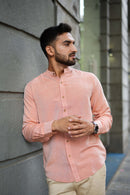 Earthy Route Rust Orange · Mandarin Collar Shirt