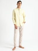 Livbio Organic Cotton & Naturally Dyed Mens Round Neck Lemon Yellow  Shirt