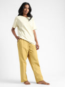 Livbio Organic Cotton & Naturally Dyed Hand Spun & Hand Woven Womens Turmeric Yellow Pants