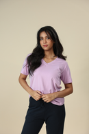 Carbontree Bamboo Women Lavender Haze V Neck Tee