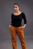 Carbontree Bamboo Women Carbon Black Full Sleeve Rib Top