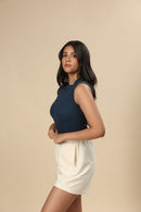 Carbontree Bamboo Women Rustic Blue Highneck Tank Top