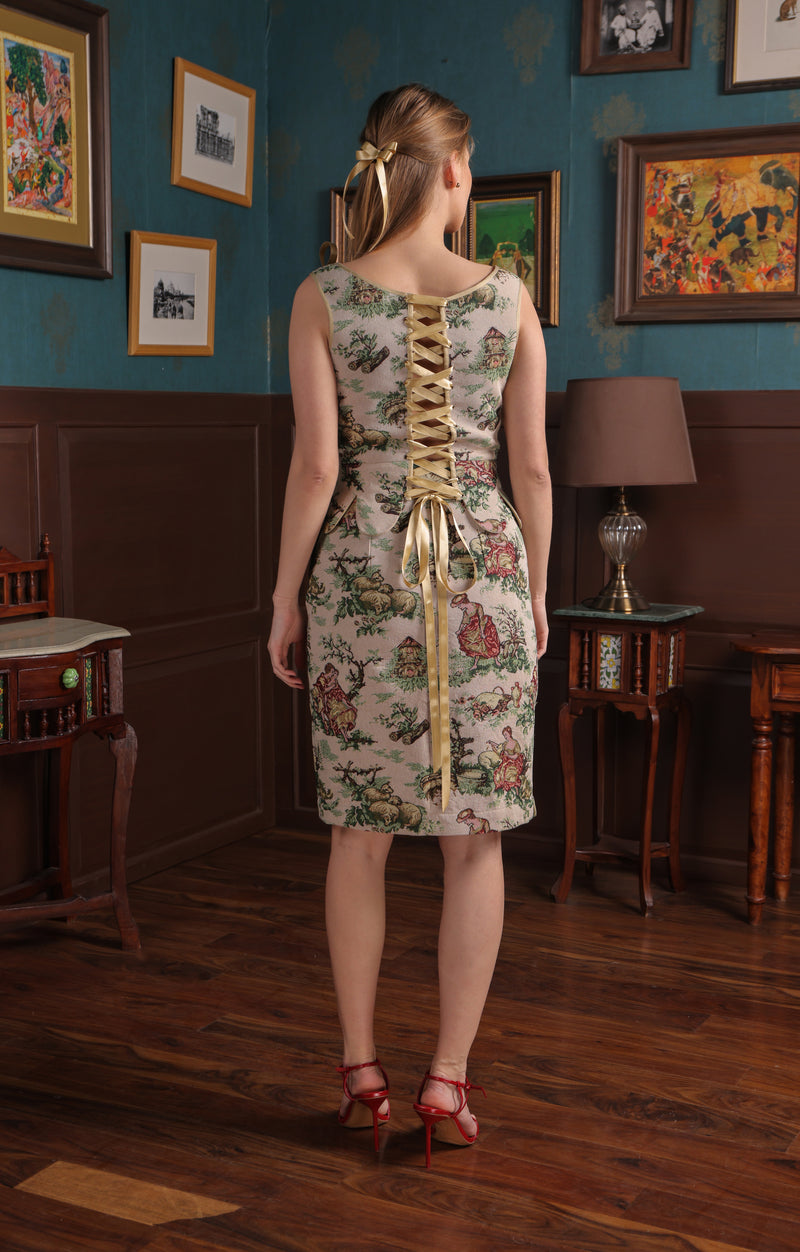 Label Muslin Sand Scrip Skirt Set