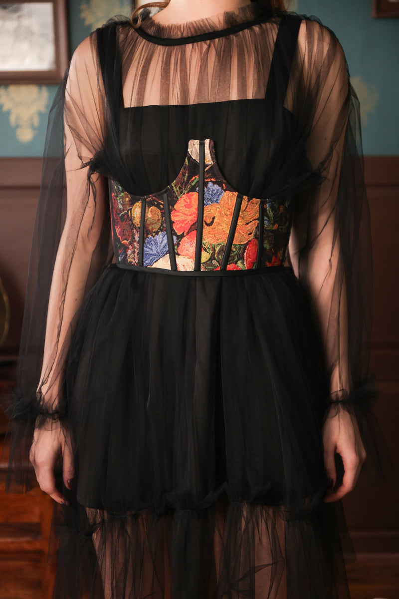 Label Muslin Shadow Ruffle Corset Dress Set