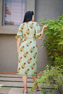 The Conscious Closet  Block Printed Lotus Stem Detachable Dress