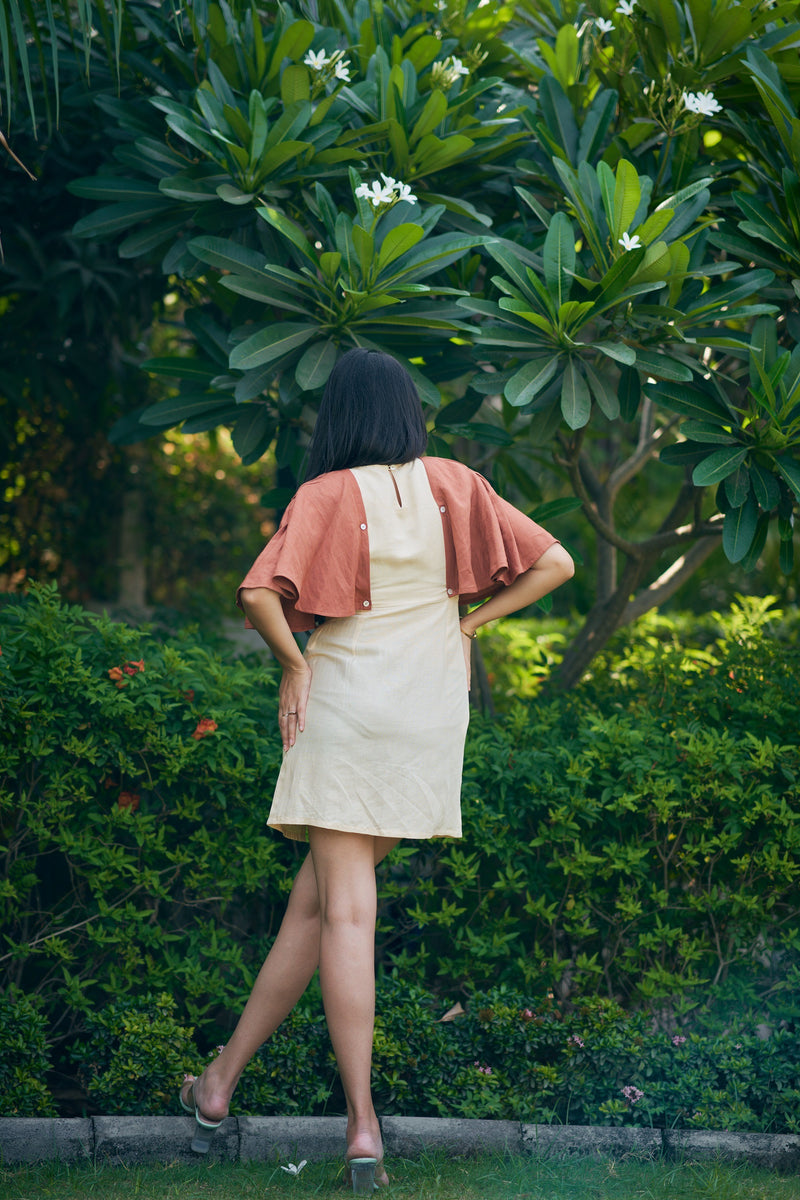 The Conscious Closet Otter Brown and Cream Congo Meadow Detachable Dress