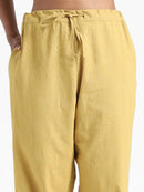 Livbio Organic Cotton & Naturally Dyed Hand Spun & Hand Woven Womens Turmeric Yellow Pants