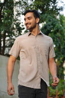 Earthy Route Half Sleeve Shirt in TENCEL™ Lyocell Linen | Peppercorn Brown