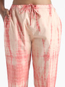 Livbio Organic Cotton & Natural Tie & Dye Womens Sun Orange Color Slim Fit Pants