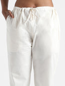 Livbio Organic Cotton & Natural Dyed Womens Raw White Color Slim Fit Pants