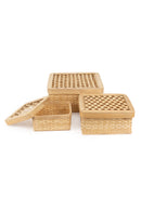 GreenKraft Mira Handcrafted Bamboo Square Box - Set of 3