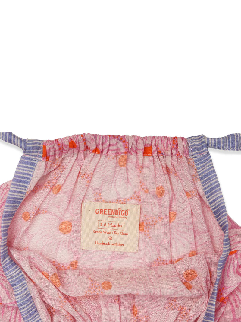 Greendigo Organic Cotton Pack of 1 Frock for Newborn Baby Girls - Pink