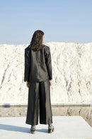 The Loom Art Black Spade Co-ord (Set of 3) Handwoven Satin Silk Co-ord