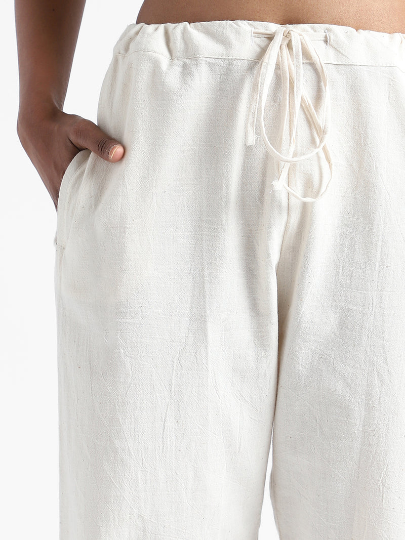 Livbio Organic Cotton & Naturally Dyed Hand Spun & Hand Woven Womens Natural White Pants