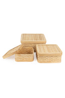 GreenKraft Sora Handcrafted Bamboo Square Box - Set of 3