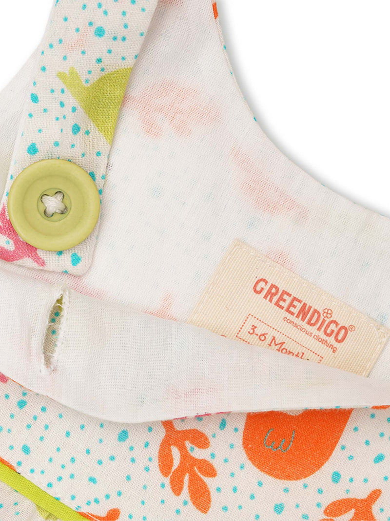 Greendigo Organic Cotton Pack of 1 Romper for Newborn Baby Girls - White