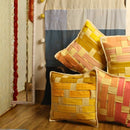 JOD Cotton Woven Checkered Pink & Yellow Pillow Covers