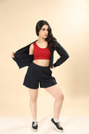 Carbontree Organic Cotton Women Mid Night Navy Cropped Carbon Hoodie