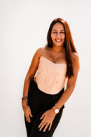 JOD Cotton body Fit Embroidered Floral Peach Corset Top for Women