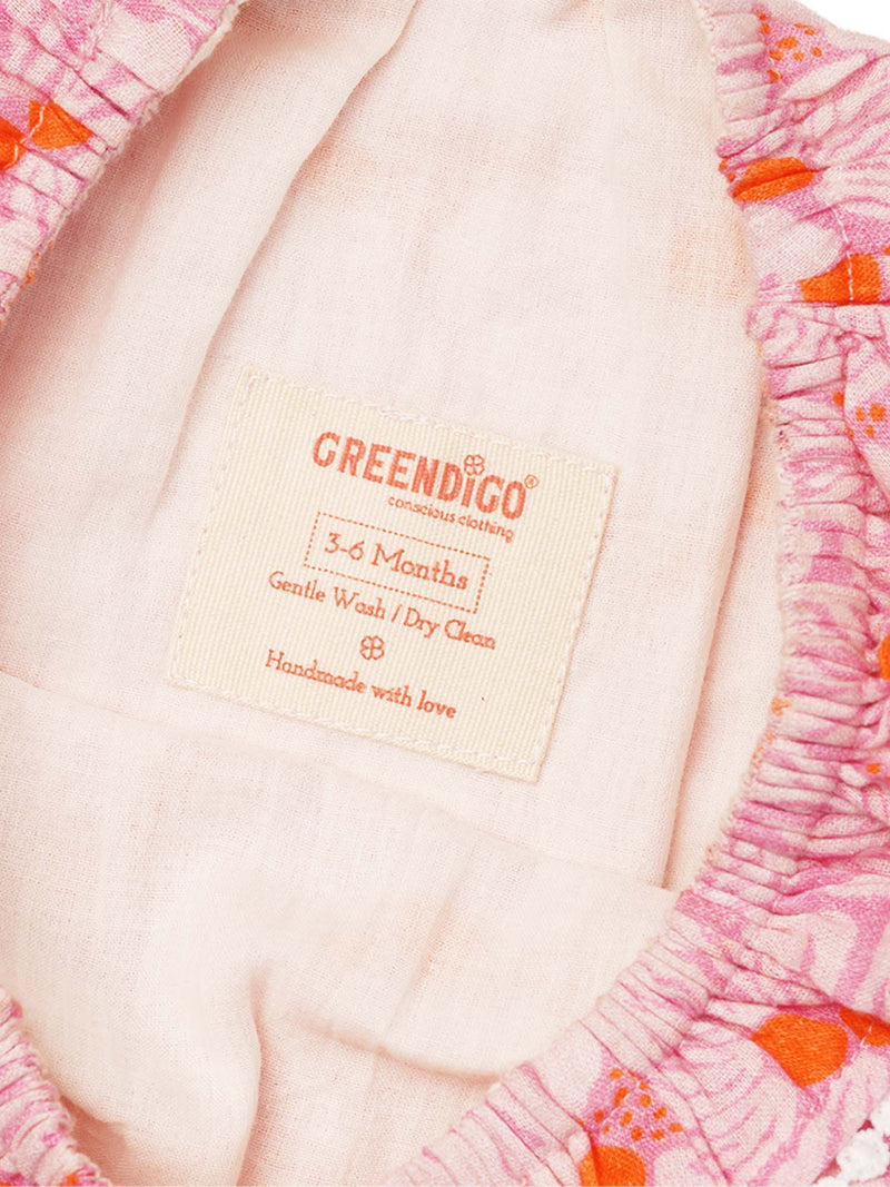 Greendigo Organic Cotton Pack of 1 Romper for Newborn Baby Girls - Pink