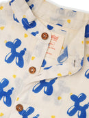 Greendigo Organic Cotton Pack of 1 Printed Shirt for Newborn Baby Boys - Blue and White