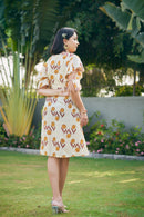 The Conscious Closet  Block Printed Sandy Pods Short Dress