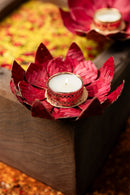 GreenKraft Lotus Handcrafted Bamboo Tealight Holder- Set of 2