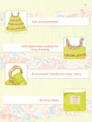 Greendigo Organic Cotton Pack of 1 Frock for Newborn Baby Girls - Green