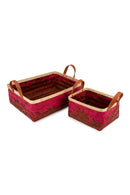 GreenKraft Blush Handcrafted Bamboo Tray - Set of 2