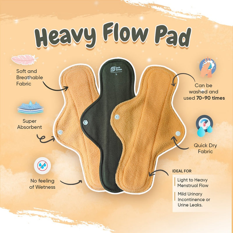 Reusable Cloth Pads (Heavy Flow) (3pc)