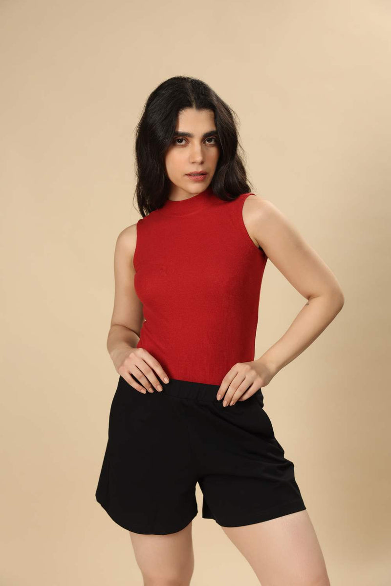 Carbontree Bamboo Women Bold Red Highneck Tank Top
