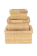 GreenKraft Mira Handcrafted Bamboo Square Box - Set of 3