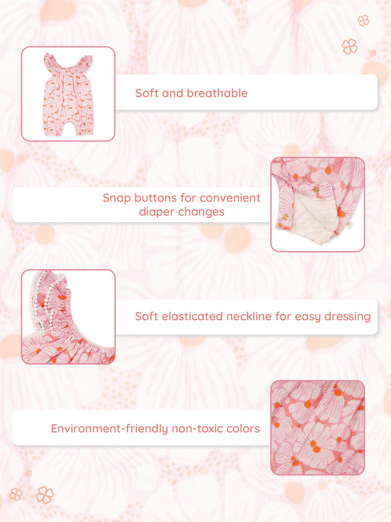 Greendigo Organic Cotton Pack of 1 Romper for Newborn Baby Girls - Pink