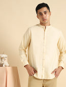 Livbio Organic Cotton & Naturally Dyed Mens Round Neck Pale Apricot Shirt